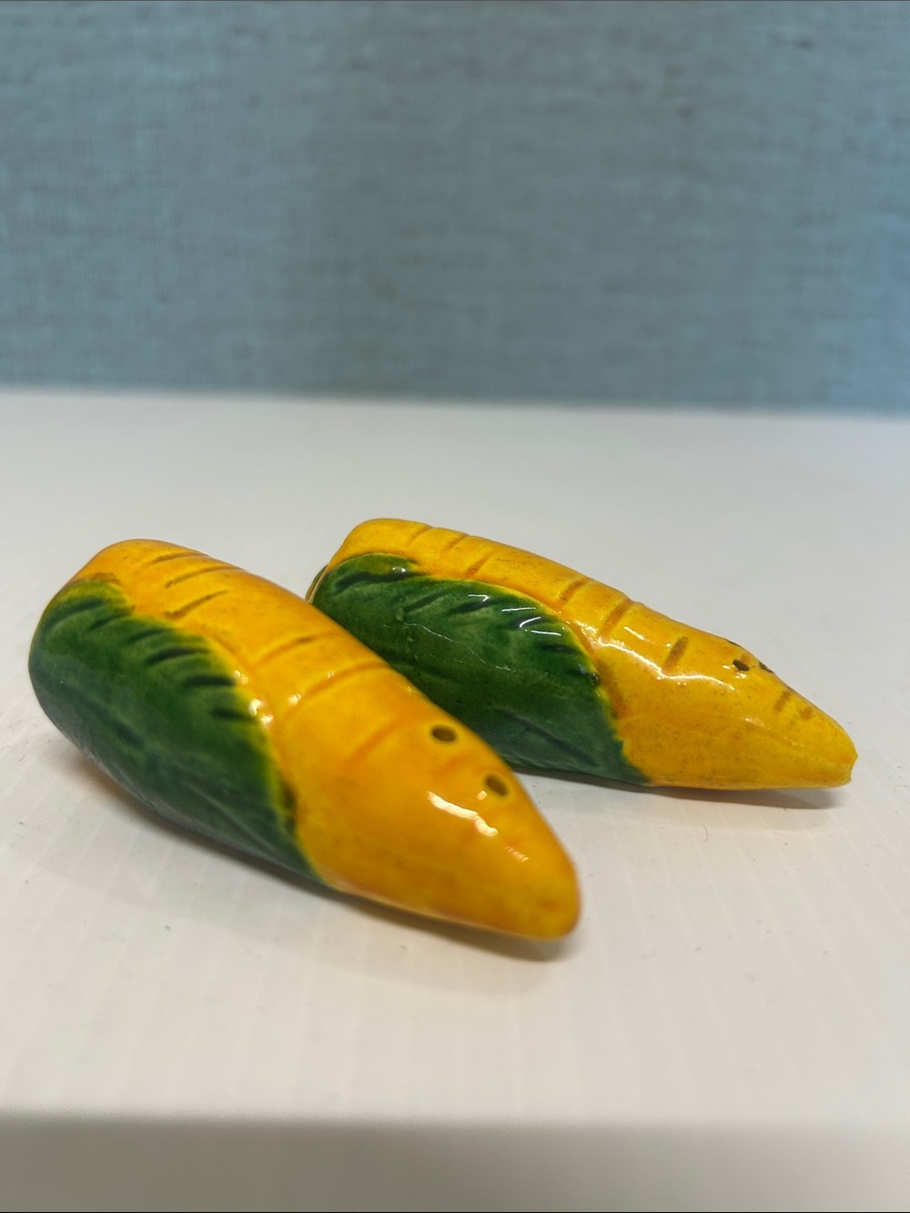 Vintage Ceramic Carrot Salt & Pepper Shakers  Mid Century